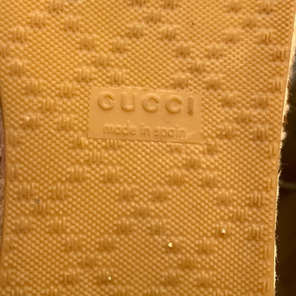 GUCCI ~AUTHENTIC ~ ESPADRILLES SUEDE DARK BROWN/TAN WITH G LOGO PRINT SIZE 36 - Picture 5 of 5